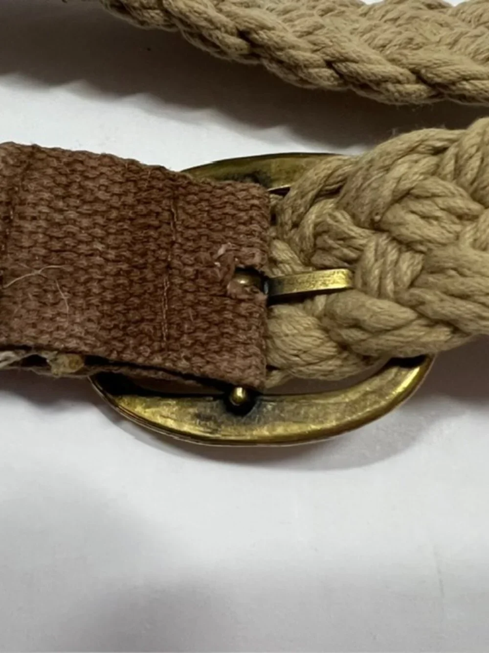 Women's Braided Jute Belt with brass buckle Size 42.5